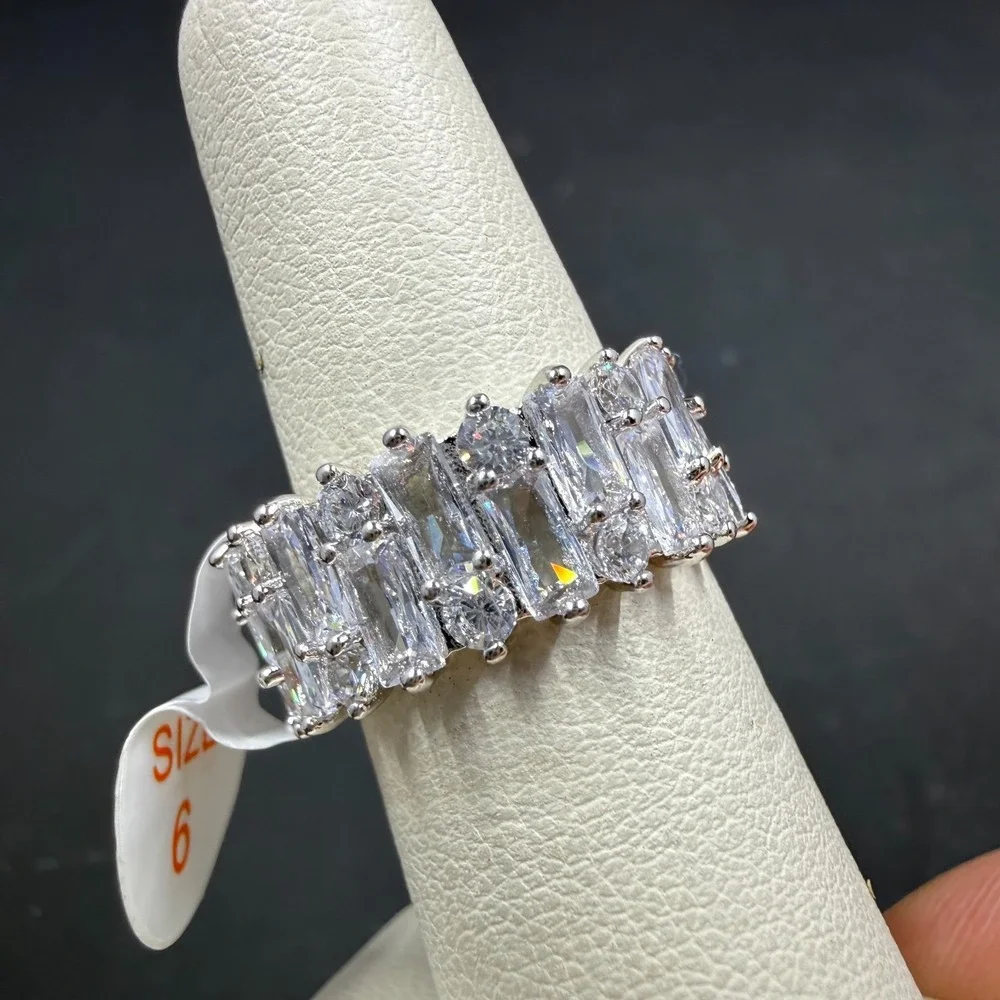 Bomb Party Styling Sparkle Size 6 Ring Diamond CZ RBP6651 Rhodium